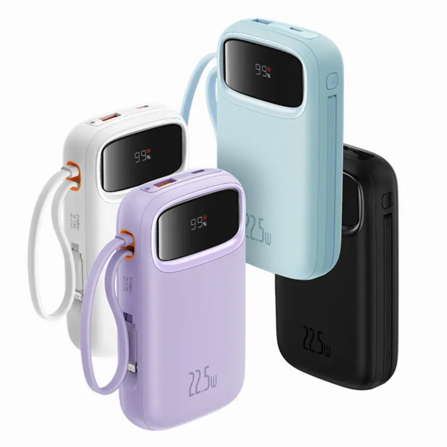 Baseus Comet Series 22.5W 20000mAh Dual Cable Digital Display Power Bank – Purple Color - Image 2